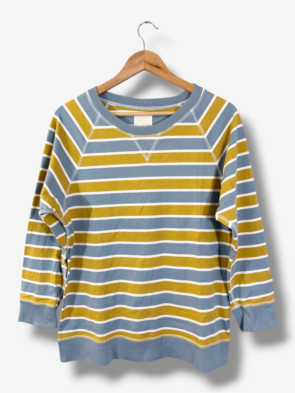 Vintage Band of Outsiders Raglan Sweatshirt Size 3 (US L) Blue Yellow Stripe